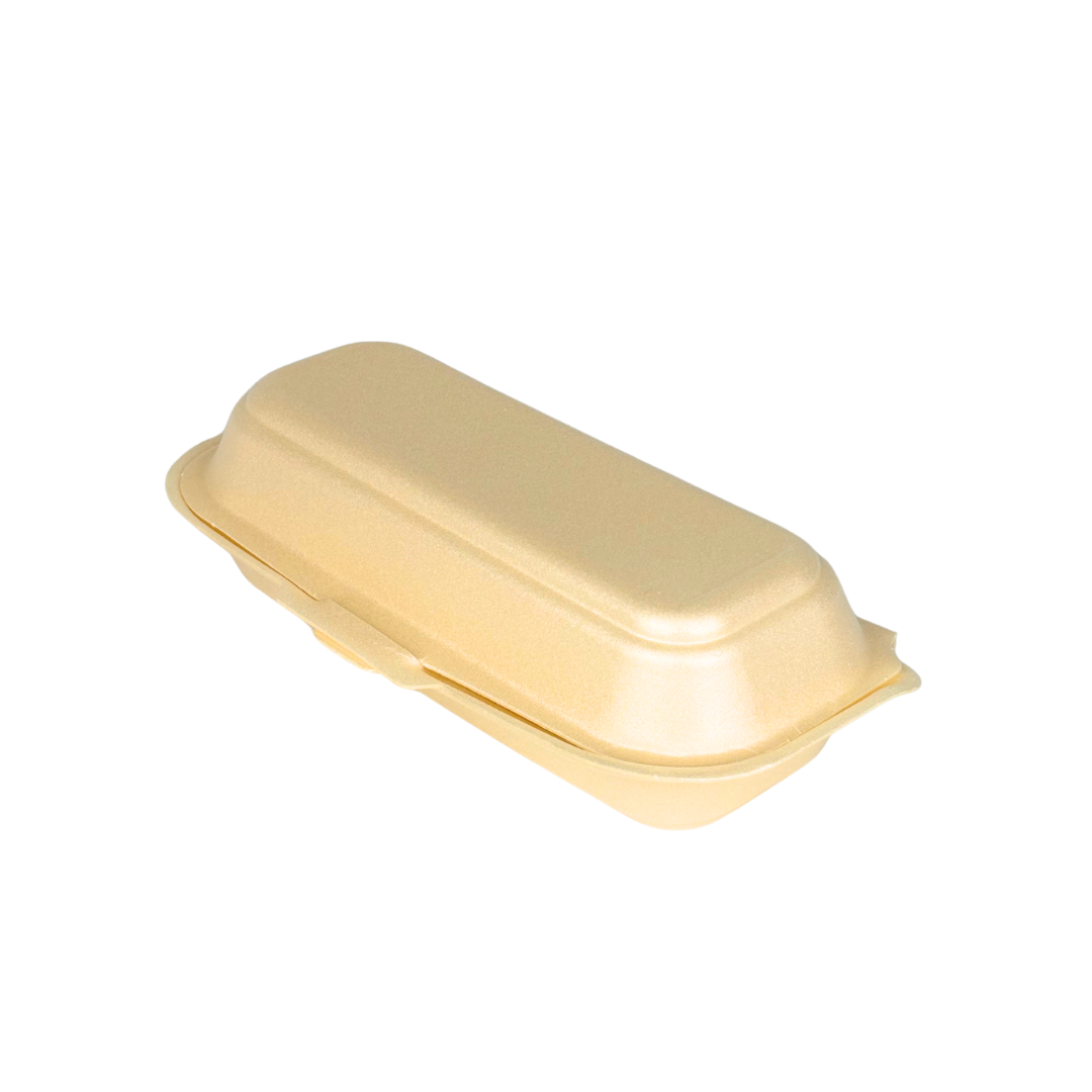 Hotdog-Box Styropor Beige – ca. 210 x 90 mm, 500 Stk.