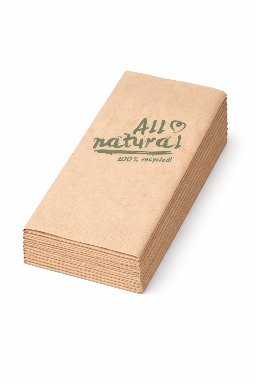Servietten Braun 33x33 cm – 2-lagig – 1/4 oder 1/8 Falz – All Natural, 2.000 Stk.