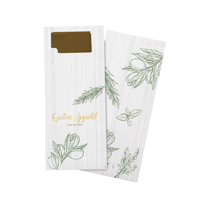 Bestecktaschen mit Serviette 33 x 33 cm, 2-lagig, 1/8 Falz