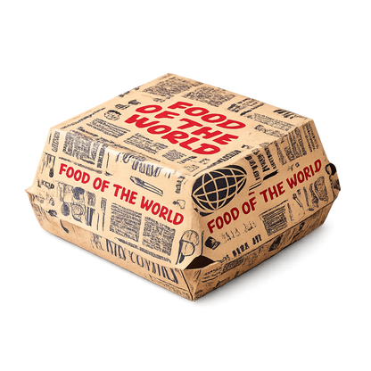 Burgerbox aus Kraftpapier - Newspaper-Design, 300 Stück