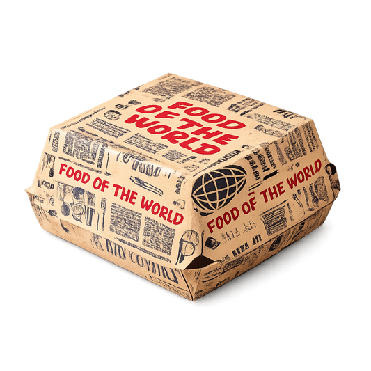 Burgerbox aus Kraftpapier - Newspaper-Design, 300 Stück