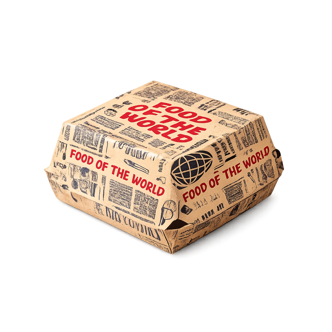 Burgerbox aus Kraftpapier - Newspaper-Design, 300 Stück