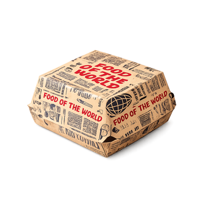 Burgerbox aus Kraftpapier - Newspaper-Design, 300 Stück