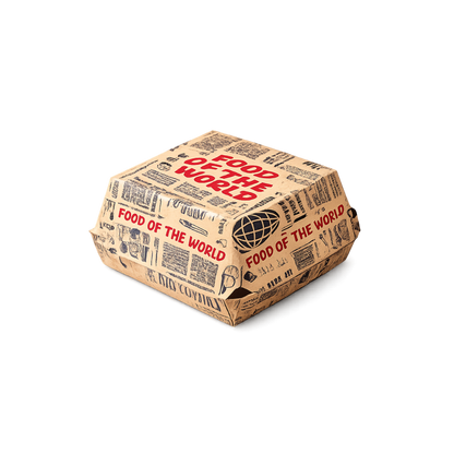 Burgerbox aus Kraftpapier - Newspaper-Design, 300 Stück