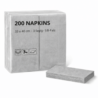 GO Servietten 33 × 33 cm, 3-lagig, 1/8-Falz – Einfarbig, verschiedene Farben, 1600 Stk
