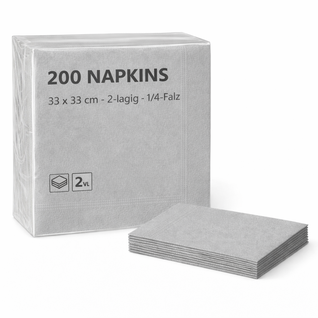 GO Servietten 33 × 33 cm, 3-lagig, 1/4-Falz – Einfarbig, verschiedene Farben, 1600 Stk