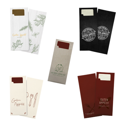 Bestecktaschen mit Serviette 33 x 33 cm, 2-lagig, 1/8 Falz