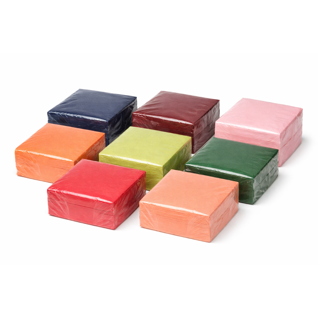 GO Servietten 33 × 33 cm, 3-lagig, 1/4-Falz – Einfarbig, verschiedene Farben, 1600 Stk